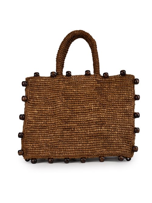 Borsa Colette in rafia con perline di legno Marrone Mc2 Saint Barth | COLETTE RAFFIA01109H BEADS 19 EMB
